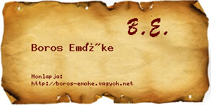 Boros Emőke névjegykártya